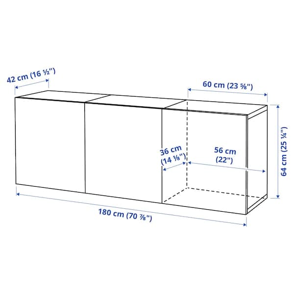 BESTÅ - Wall-mounted cabinet combination, white/Västerviken dark grey, 180x42x64 cm - best price from Maltashopper.com 19421802