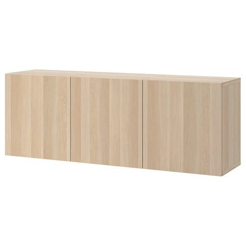 BESTÅ - Wall-mounted cabinet combination, white stained oak effect/Lappviken white stained oak effect, 180x42x64 cm