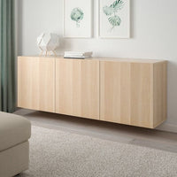 BESTÅ - Wall-mounted cabinet combination, white stained oak effect/Lappviken white stained oak effect, 180x42x64 cm - best price from Maltashopper.com 29412487