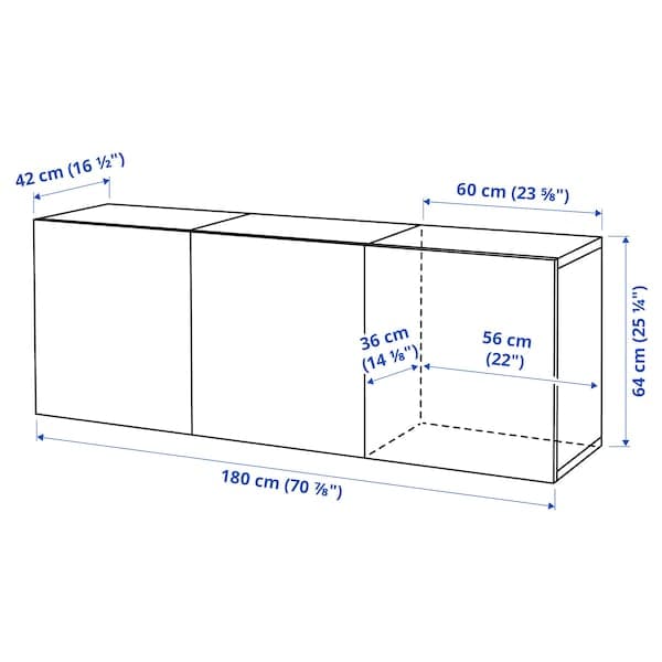 BESTÅ - Wall-mounted cabinet combination, dark grey/Bergsviken black, 180x42x64 cm - best price from Maltashopper.com 79508114