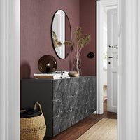 BESTÅ - Wall-mounted cabinet combination, dark grey/Bergsviken black, 180x42x64 cm - best price from Maltashopper.com 79508114