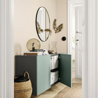 BESTÅ - Wall-mounted cabinet combination, dark grey/Hjortviken pale grey-green, 180x42x64 cm - best price from Maltashopper.com 49508115