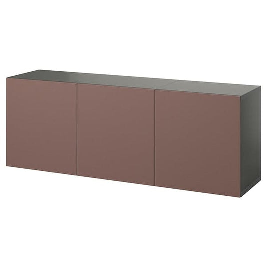 BESTÅ - Wall furniture combination, dark grey/Hjortviken brown, , 180x42x64 cm - best price from Maltashopper.com 39508111