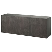 BESTÅ - Wall-mounted cabinet combination, dark grey/Kallviken concrete effect, 180x42x64 cm - best price from Maltashopper.com 19508112