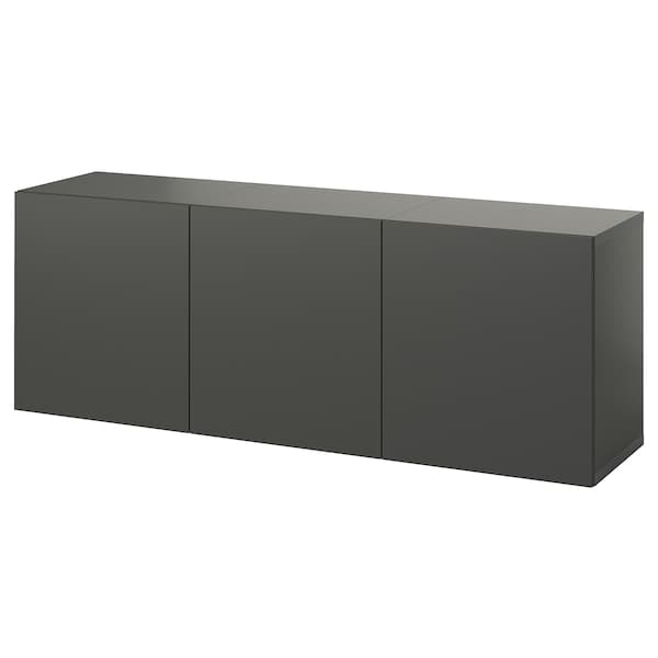 BESTÅ - Wall-mounted cabinet combination, dark grey/Lappviken dark grey, 180x42x64 cm - best price from Maltashopper.com 99508113