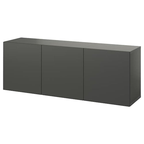 BESTÅ - Wall-mounted cabinet combination, dark grey/Lappviken dark grey, 180x42x64 cm