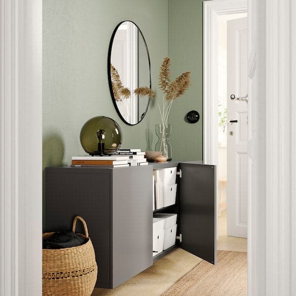 BESTÅ - Wall-mounted cabinet combination, dark grey/Lappviken dark grey, 180x42x64 cm - best price from Maltashopper.com 99508113