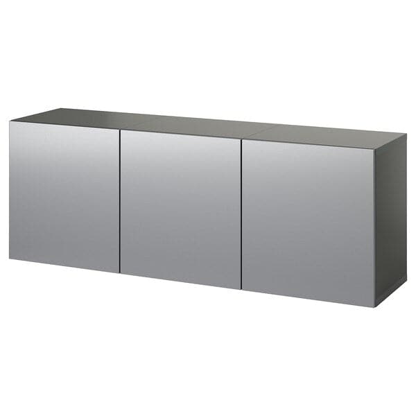 Ikea BESTÅ - Wall-mounted cabinet combination, dark grey/Riksviken brushed dark pewter effect, 180x42x64 cm