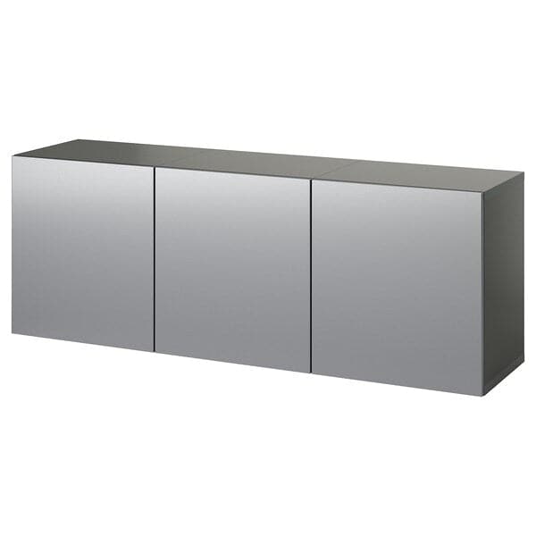 BESTÅ - Wall-mounted cabinet combination, dark grey/Riksviken brushed dark pewter effect, 180x42x64 cm - best price from Maltashopper.com 59508110