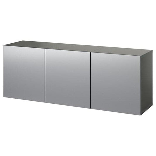 Ikea BESTÅ - Wall-mounted cabinet combination, dark grey/Riksviken brushed dark pewter effect, 180x42x64 cm