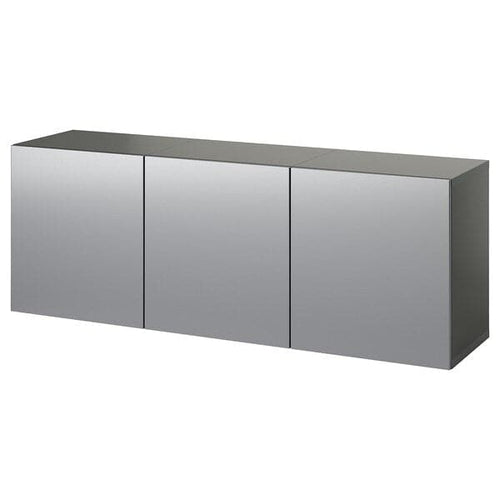 BESTÅ - Wall-mounted cabinet combination, dark grey/Riksviken brushed dark pewter effect, 180x42x64 cm