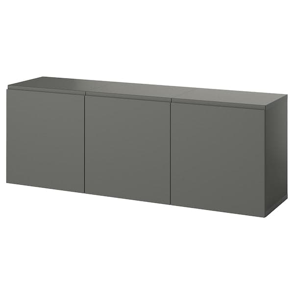 BESTÅ - Wall-mounted cabinet combination, dark grey/Västerviken dark grey, 180x42x64 cm - best price from Maltashopper.com 09508117