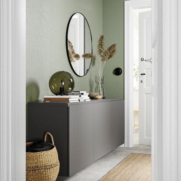 BESTÅ - Wall-mounted cabinet combination, dark grey/Västerviken dark grey, 180x42x64 cm - best price from Maltashopper.com 09508117