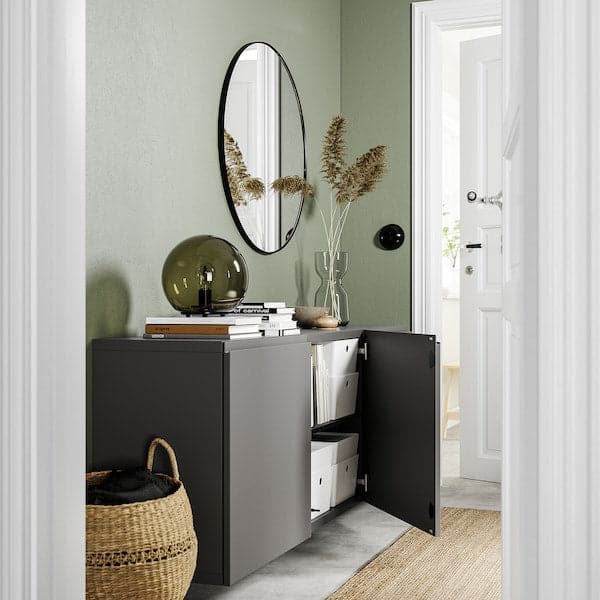 BESTÅ - Wall-mounted cabinet combination, dark grey/Västerviken dark grey, 180x42x64 cm - best price from Maltashopper.com 09508117