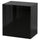 BESTÅ - BESTÅ Wall-mounted cabinet combination, high-gloss/black/Selsviken, 60x42x64 cm