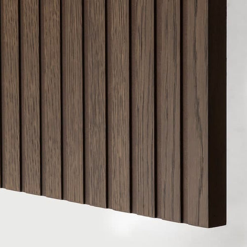 BESTÅ - Wall-mounted cabinet combination, black-brown Björköviken/brown stained oak veneer, 180x42x64 cm