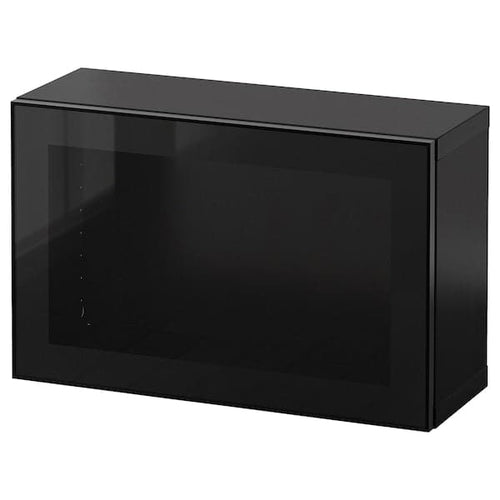 BESTÅ - Wall-mounted cabinet combination, black-brown Glassvik/black clear glass, 60x22x38 cm