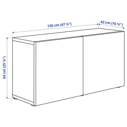 BESTÅ - Wall-mounted cabinet combination, black-brown Glassvik/black clear glass, 120x42x64 cm