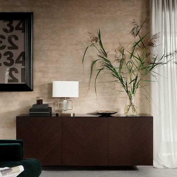BESTÅ - Wall-mounted cabinet combination, black-brown Hedeviken/dark brown stained oak veneer, 180x42x64 cm - best price from Maltashopper.com 19417862