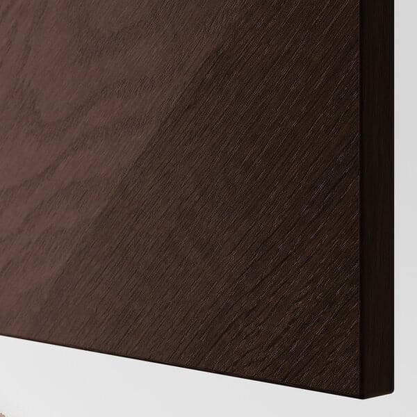BESTÅ - Wall-mounted cabinet combination, black-brown Hedeviken/dark brown stained oak veneer, 60x22x64 cm - best price from Maltashopper.com 99429682