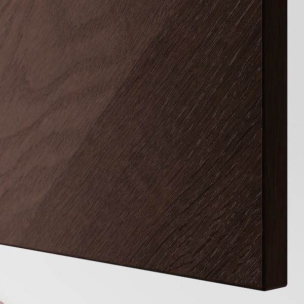 BESTÅ - Wall-mounted cabinet combination, black-brown Hedeviken/dark brown stained oak veneer