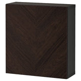 BESTÅ wall-mounted cabinet combination, black-brown Hedeviken/dark brown stained oak veneer, 60x22x64 cm