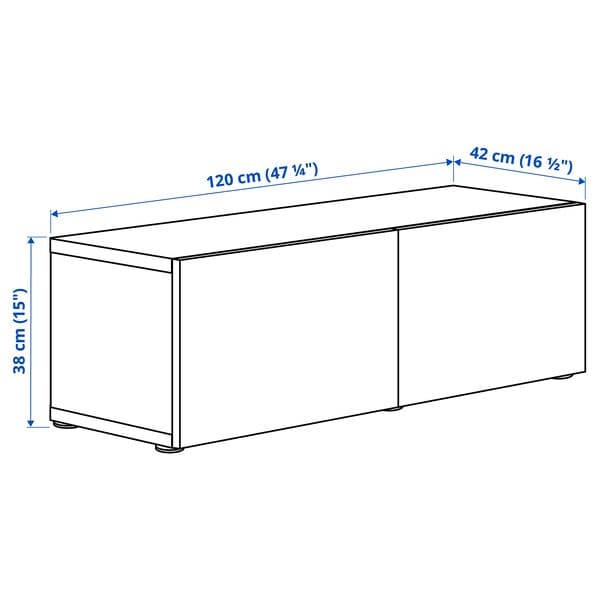 BESTÅ - Wall-mounted cabinet combination, black-brown Hedeviken/dark brown stained oak veneer, 120x42x38 cm