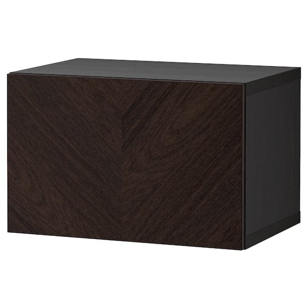 BESTÅ - Wall-mounted cabinet combination, black-brown/Hedeviken dark brown, 60x42x38 cm - best price from Maltashopper.com 89432048