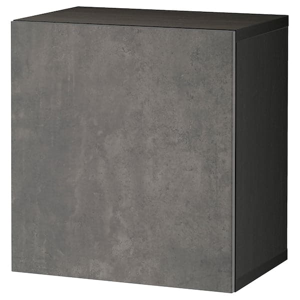 BESTÅ - Wall-mounted cabinet combination, black-brown Kallviken/dark grey concrete effect, 60x42x64 cm