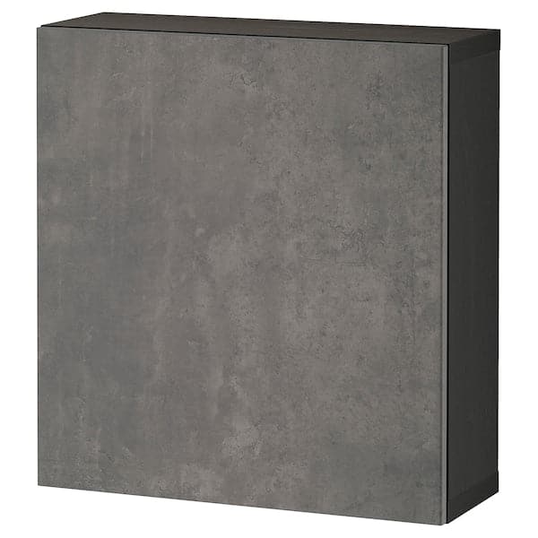 BESTÅ - Wall-mounted cabinet combination, black-brown/Kallviken dark grey