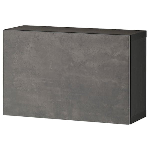 BESTÅ - Wall-mounted cabinet combination, black-brown/Kallviken dark grey, 60x22x38 cm