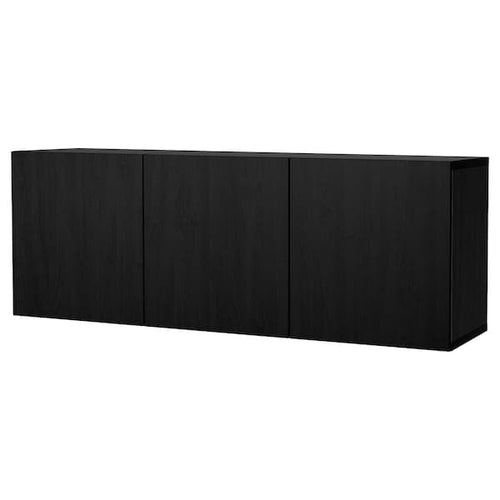 BESTÅ - Wall-mounted cabinet combination, black-brown/Lappviken black-brown, 180x42x64 cm