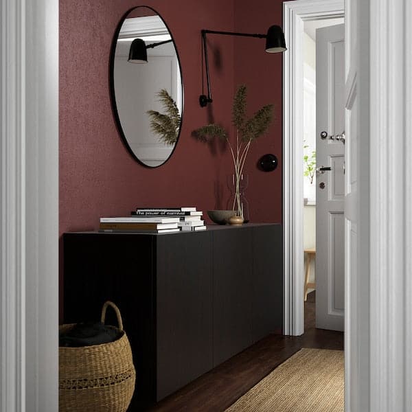 BESTÅ - Wall-mounted cabinet combination, black-brown/Lappviken black-brown, 180x42x64 cm - best price from Maltashopper.com 09425909