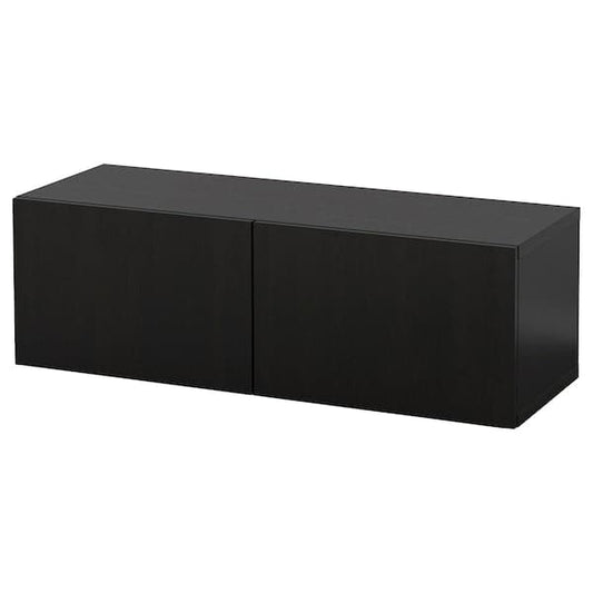 Ikea BESTÅ - Wall-mounted cabinet combination, black-brown/Lappviken, 120x42x38 cm