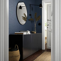 BESTÅ - Wall-mounted cabinet combination, black-brown/Riksviken brushed dark pewter effect, 180x42x64 cm - best price from Maltashopper.com 59412462