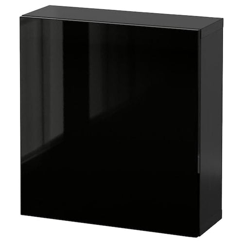 BESTÅ - Wall-mounted cabinet combination, black-brown/Selsviken black, 60x22x64 cm