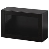 BESTÅ wall-mounted cabinet combination, black-brown/Sindvik black-brown clear glass, 60x22x38 cm