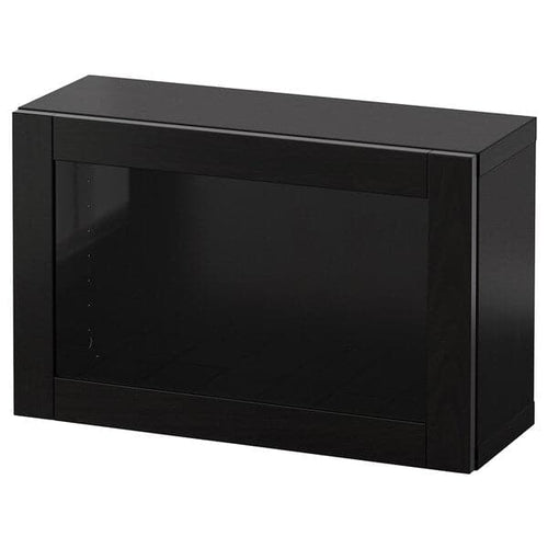 BESTÅ - Wall-mounted cabinet combination, black-brown/Sindvik black-brown clear glass, 60x22x38 cm