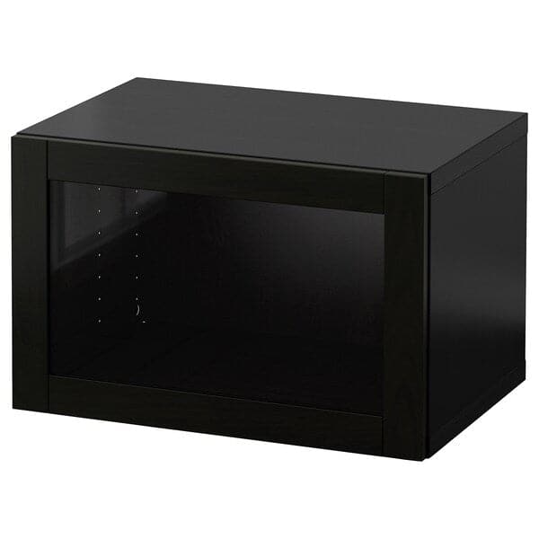 BESTÅ - Wall-mounted cabinet combination, black-brown/Sindvik black-brown clear glass, 60x42x38 cm - best price from Maltashopper.com 89429692