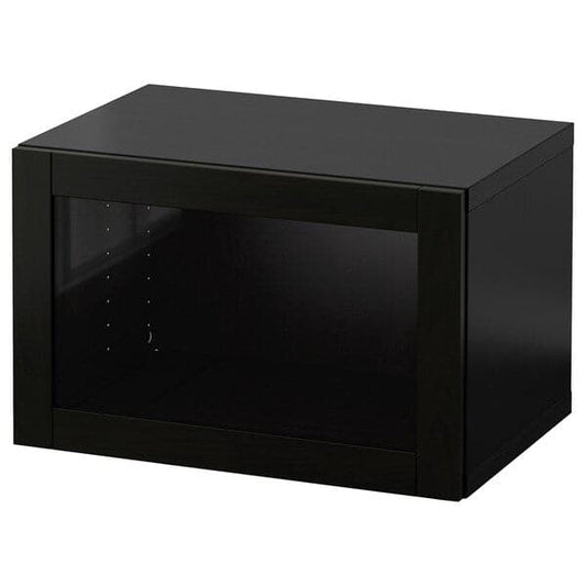 BESTÅ - Wall-mounted cabinet combination, black-brown/Sindvik black-brown clear glass, 60x42x38 cm - best price from Maltashopper.com 89429692