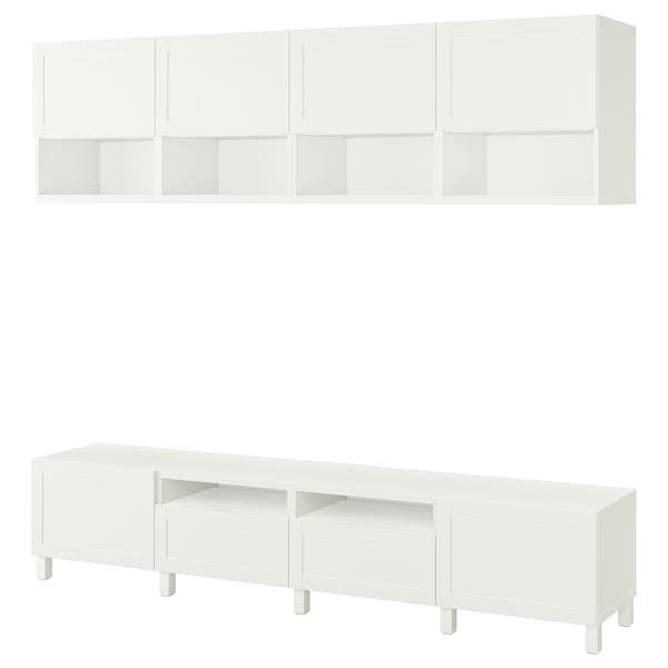 BESTÅ - TV storage combination, white/Hanviken/Stubbarp white, 240x42x230 cm