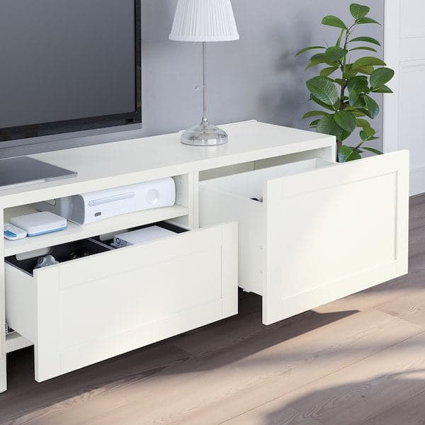 Ikea BESTÅ - TV storage combination, white/Hanviken/Stubbarp white, 240x42x230 cm