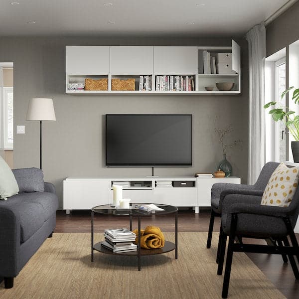 Ikea BESTÅ - TV storage combination, white/Lappviken/Stubbarp white, 240x42x230 cm