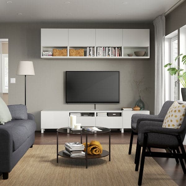 BESTÅ - TV storage combination, white/Lappviken/Stubbarp white, 240x42x230 cm - best price from Maltashopper.com 49411972