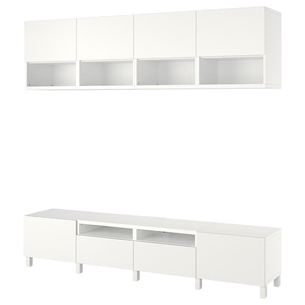 Ikea BESTÅ - TV storage combination, white Laxviken/Lappviken/Stubbarp white, 240x42x230 cm