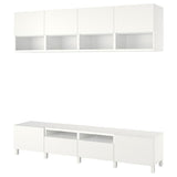 BESTÅ TV storage combination, white Laxviken/Lappviken/Stubbarp white, 240x42x230 cm