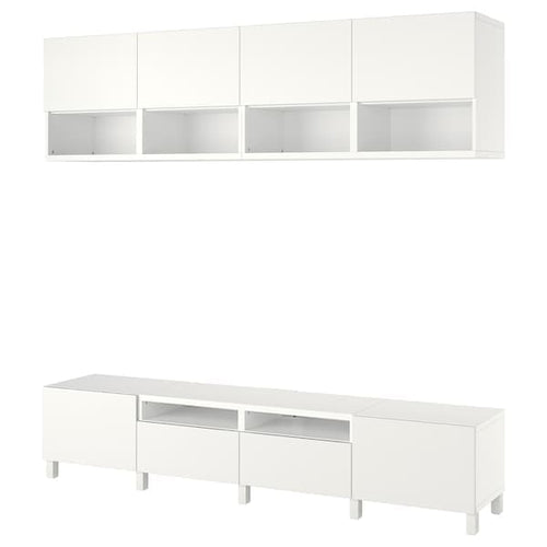 BESTÅ - TV storage combination, white Laxviken/Lappviken/Stubbarp white, 240x42x230 cm