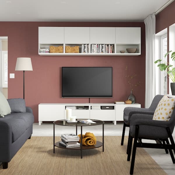 Ikea BESTÅ - TV storage combination, white Laxviken/Lappviken/Stubbarp white, 240x42x230 cm