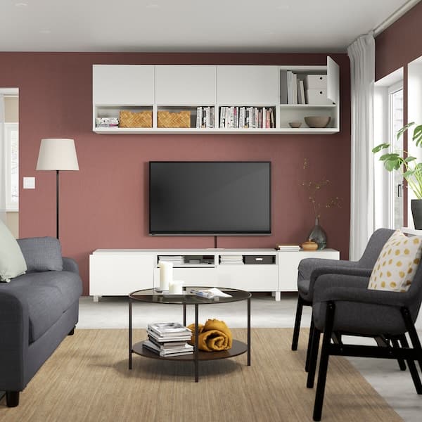 Ikea BESTÅ - TV storage combination, white Laxviken/Lappviken/Stubbarp white, 240x42x230 cm