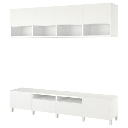 BESTÅ - TV storage combination, white/Timmerviken/Stubbarp white, 240x42x230 cm